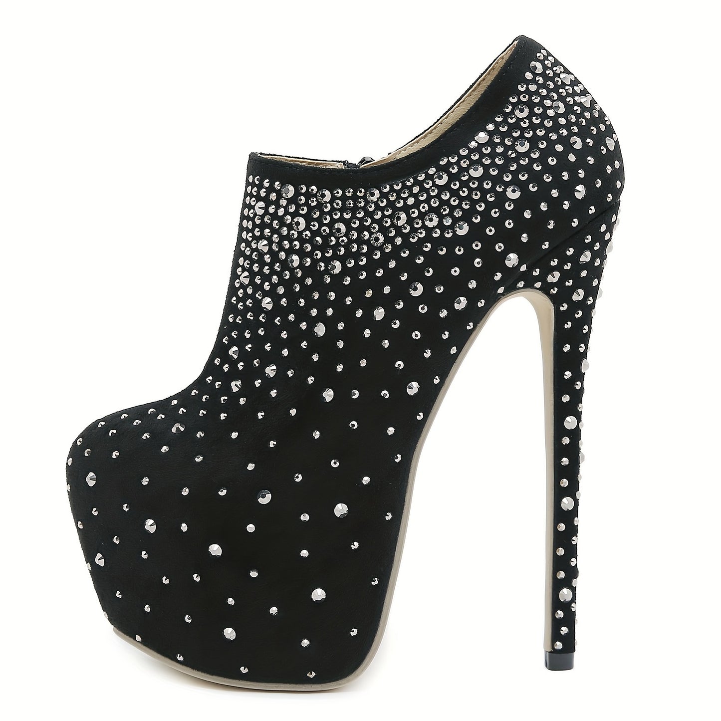 Black Rhinestone Platform Pumps