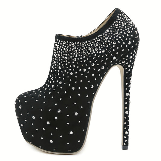 Black Rhinestone Platform Pumps