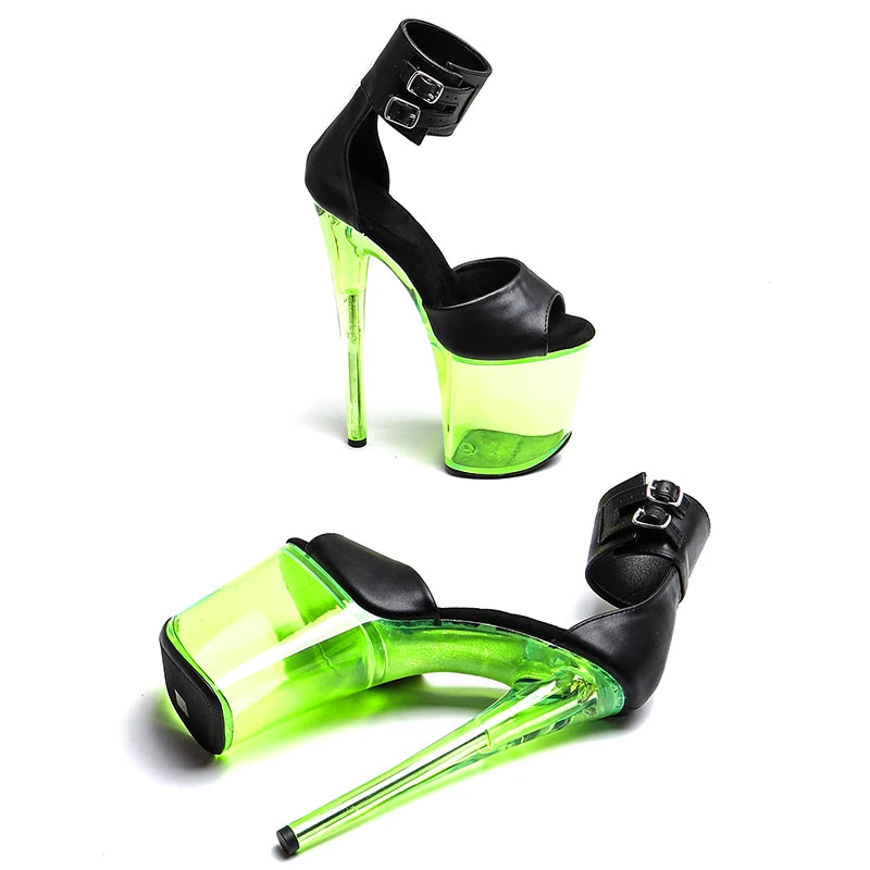 Black Green Platform Sandals