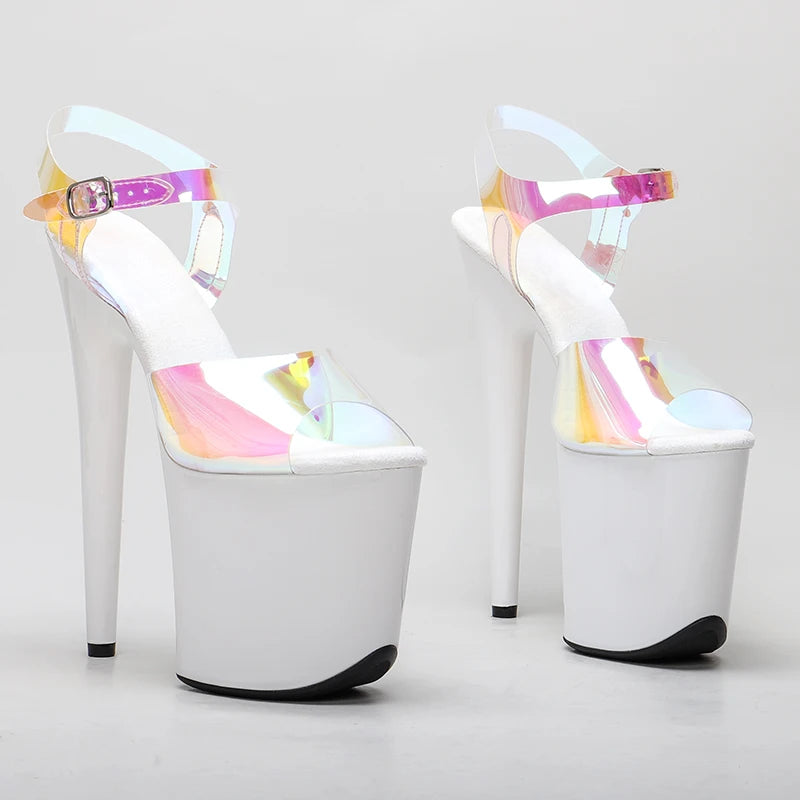 Holographic Reflective Platform Sandals White