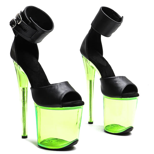 Black Green Platform Sandals