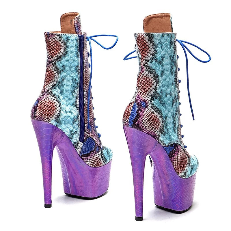 Blue Purple Snake Skin Boots