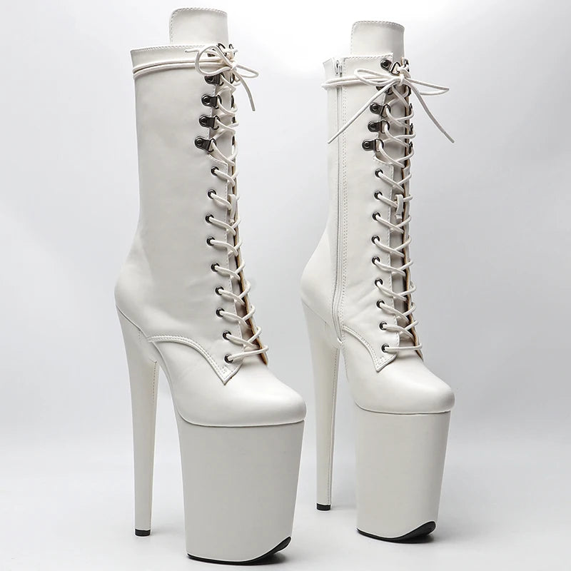 White Vegan Leather Matte boots