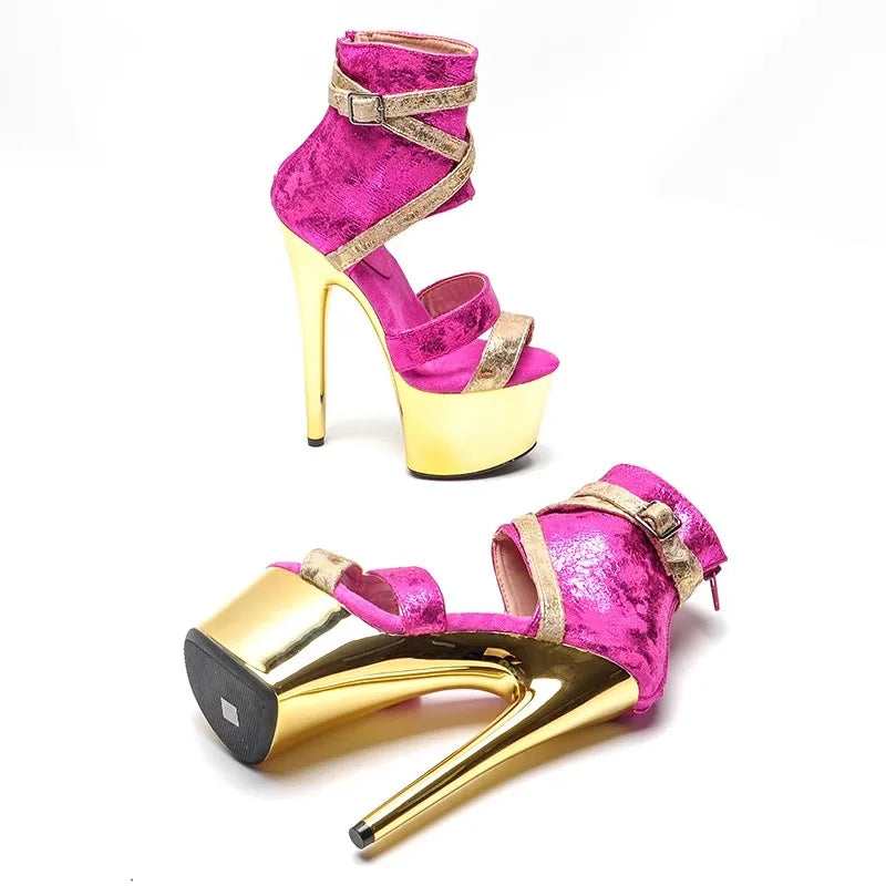 Royal Fuchsia Gold Sandals