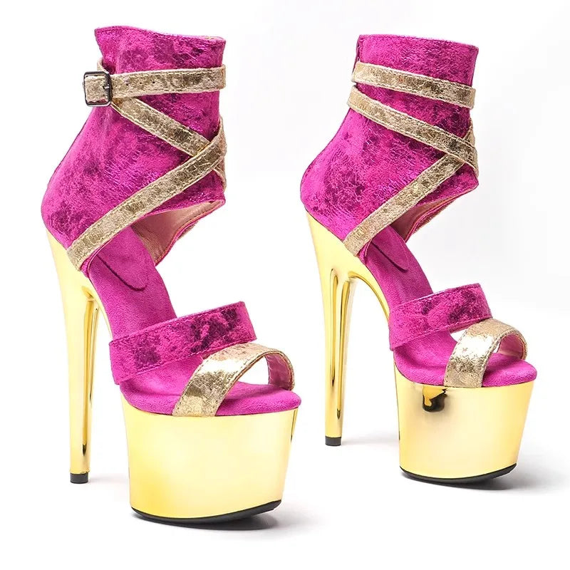 Royal Fuchsia Gold Sandals