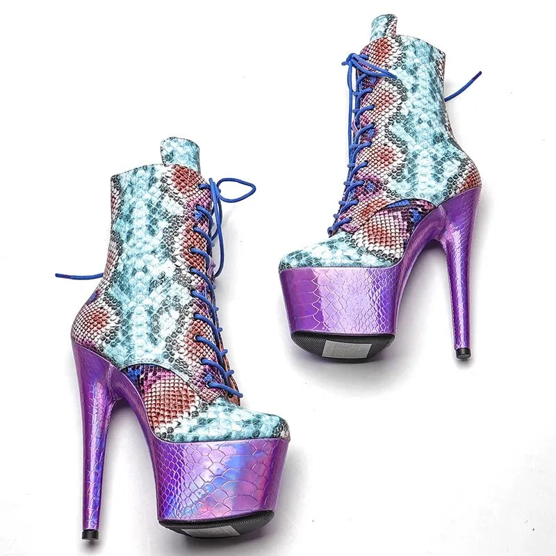 Blue Purple Snake Skin Boots