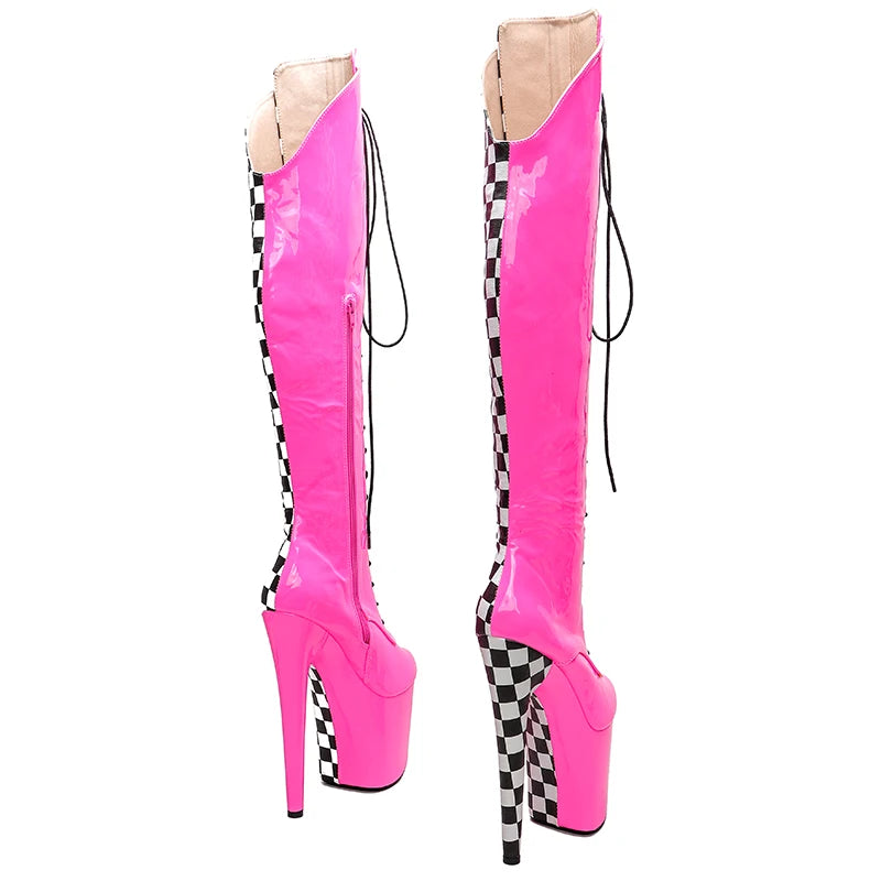 Hot Pink Checkered Boots