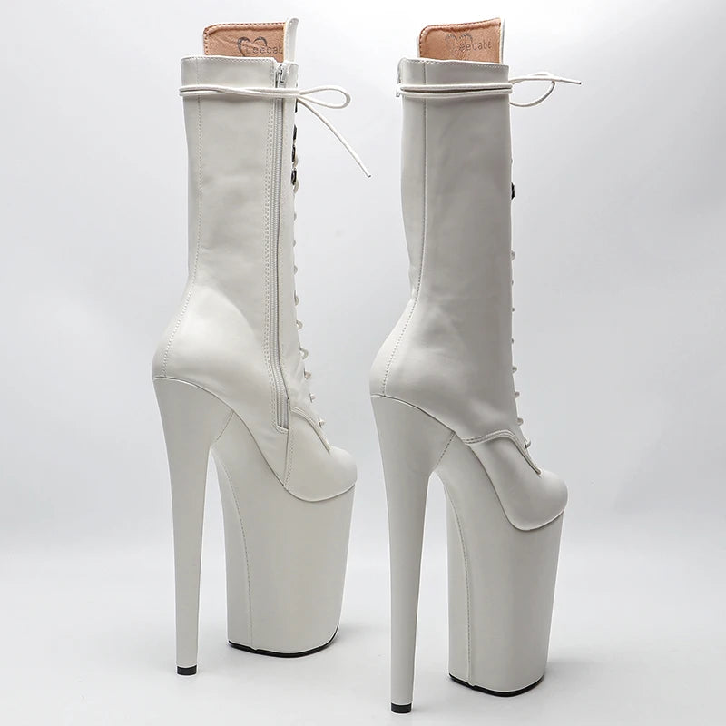 White Vegan Leather Matte boots