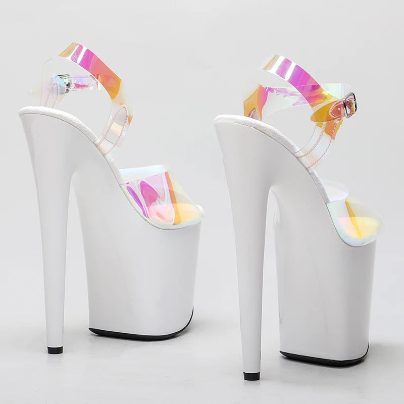 Holographic Reflective Platform Sandals White