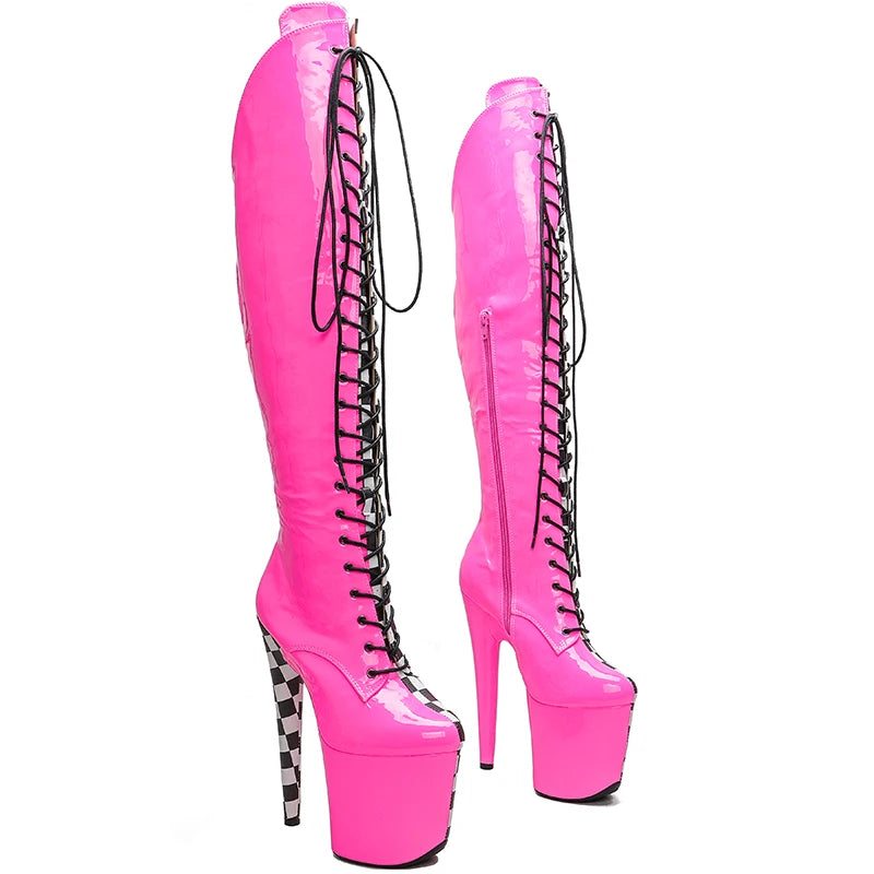 Hot Pink Checkered Boots