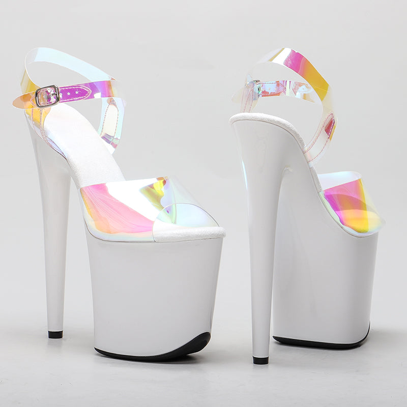 Holographic Reflective Platform Sandals White