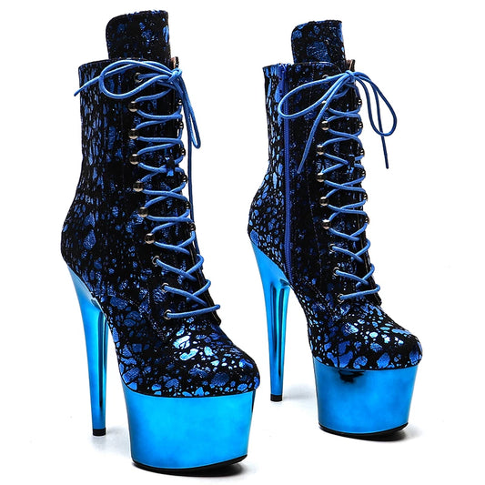 Blue Electroplate Suede Boots