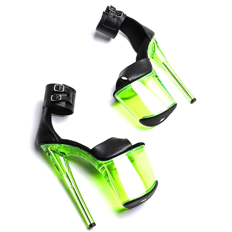 Black Green Platform Sandals