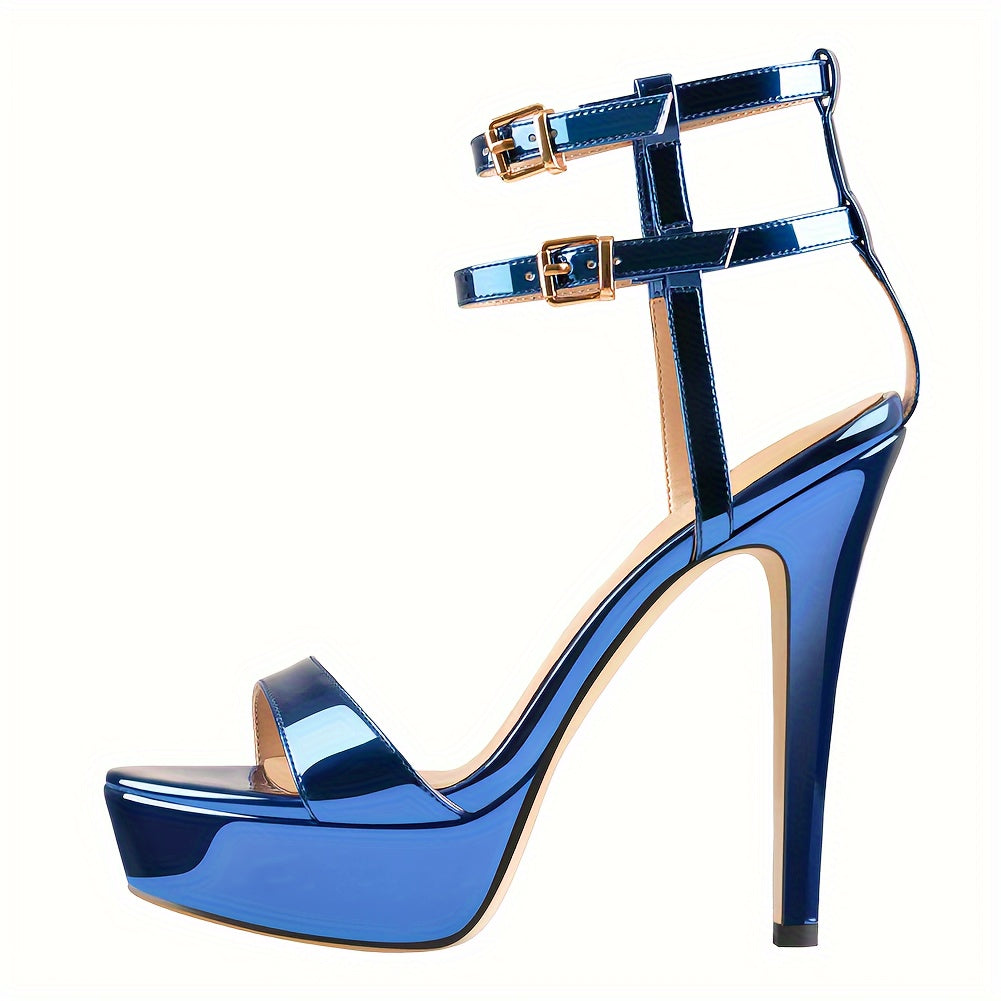 Shiny Blue Elegant Sandals