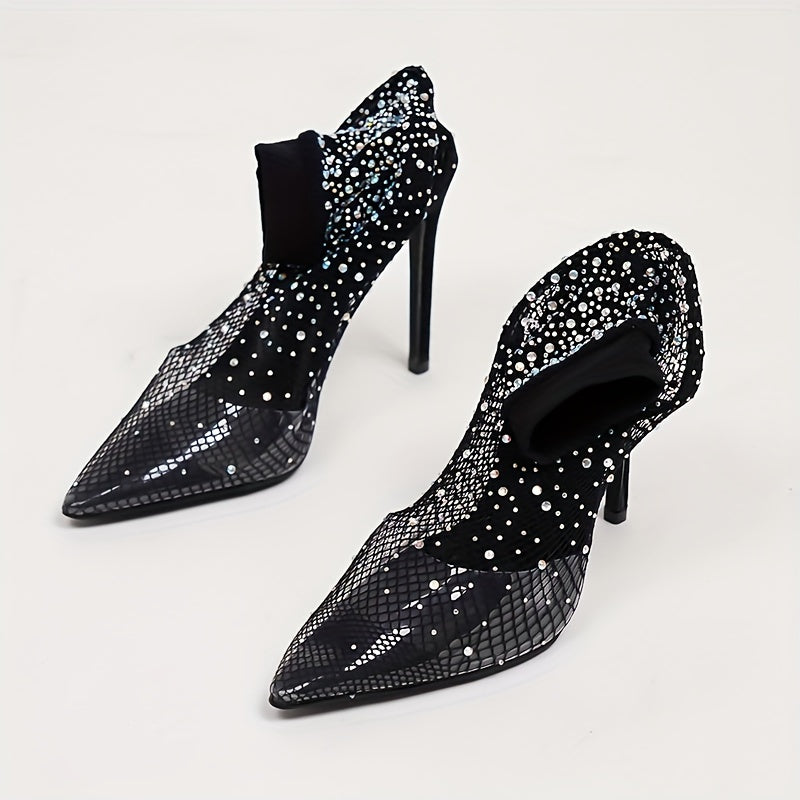 Rhinestone Elegant Pointy Toe, Slip On